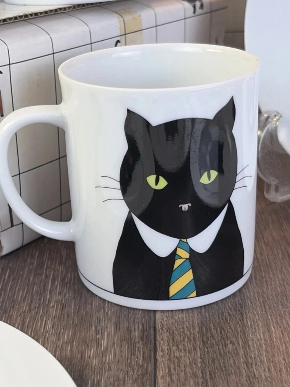 Set of 4 Plates & 4 Mugs Dept 56 Cat's Meow His & Hers Black Cat 7.5